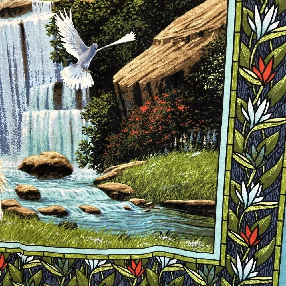 The Lord is my Shepherd Psalm 23 Religious Cotton Quilting Fabric Panel 46 X 34